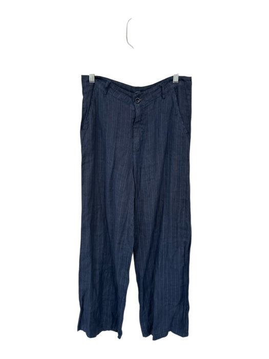 Size Est S Navy & white Linen High Waist Pinstripe Wide Leg Trouser Pants Navy & white / Est S
