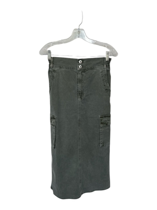 NSF Size XS Slate Green Cotton Blend Elastic Waist Cargo Denim Maxi Skirt Slate Green / XS