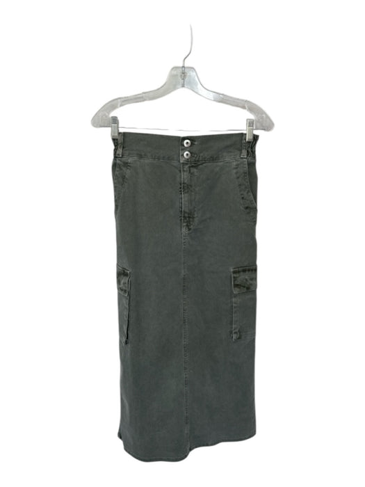 NSF Size XS Slate Green Cotton Blend Elastic Waist Cargo Denim Maxi Skirt Slate Green / XS