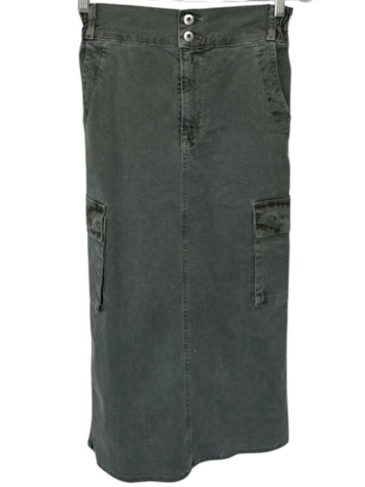 NSF Size XS Slate Green Cotton Blend Elastic Waist Cargo Denim Maxi Skirt Slate Green / XS