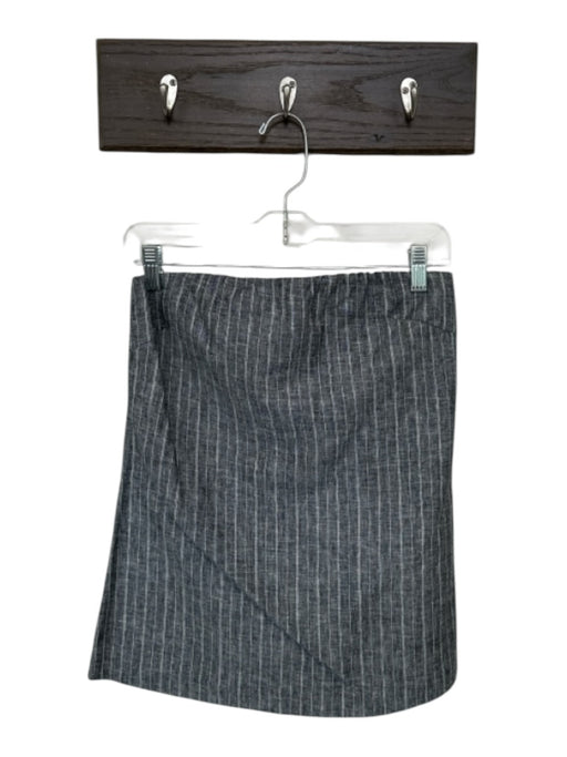 Olivaceous Size S Gray & White Linen & Rayon Strapless Pinstripe Back Zip Top Gray & White / S