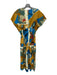 Zara Size S blue & marigold yellow Cotton Cap Sleeve Botanical Maxi Dress blue & marigold yellow / S