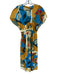 Zara Size S blue & marigold yellow Cotton Cap Sleeve Botanical Maxi Dress blue & marigold yellow / S