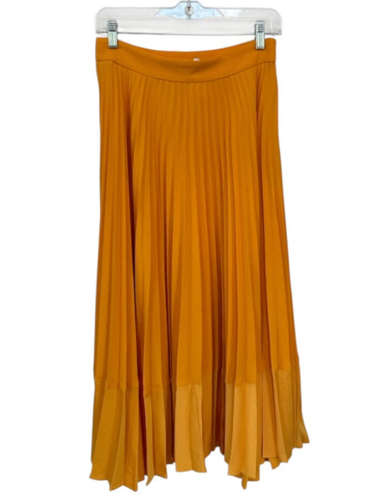 Zara Size S Marigold Polyester Side Zip Acordian Pleated Maxi Skirt Marigold / S
