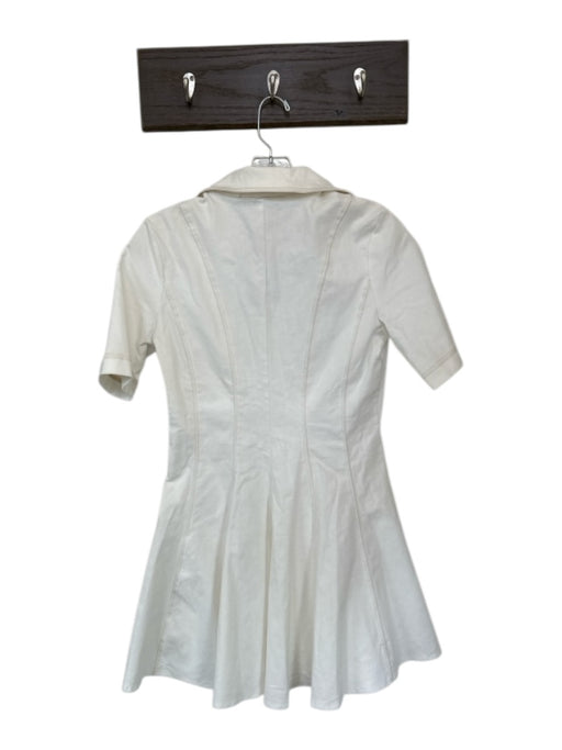 Glam Size S white & tan Cotton Blend Short Sleeve Stitching Detail Collar Dress white & tan / S