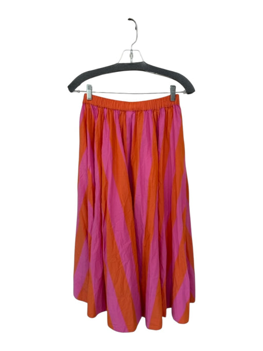 Free People Size XS Orange & Pink Cotton Elastic Waist Striped Maxi Skirt Orange & Pink / XS
