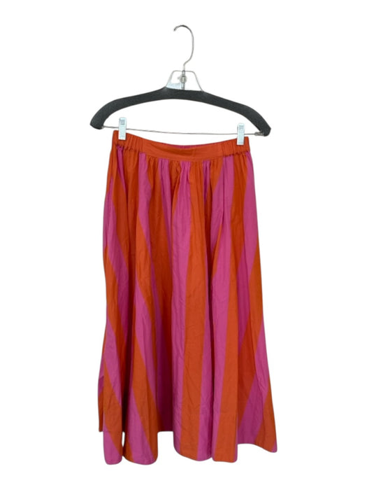 Free People Size XS Orange & Pink Cotton Elastic Waist Striped Maxi Skirt Orange & Pink / XS