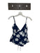 Free People Size M Navy & white Cotton Blend Spaghetti Strap Flowers Peplum Top Navy & white / M
