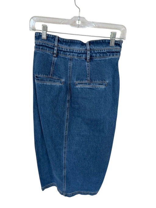 Pilcro Size 2 Med Dark Wash Cotton Blend High Waist Slit Midi Denim Skirt Med Dark Wash / 2