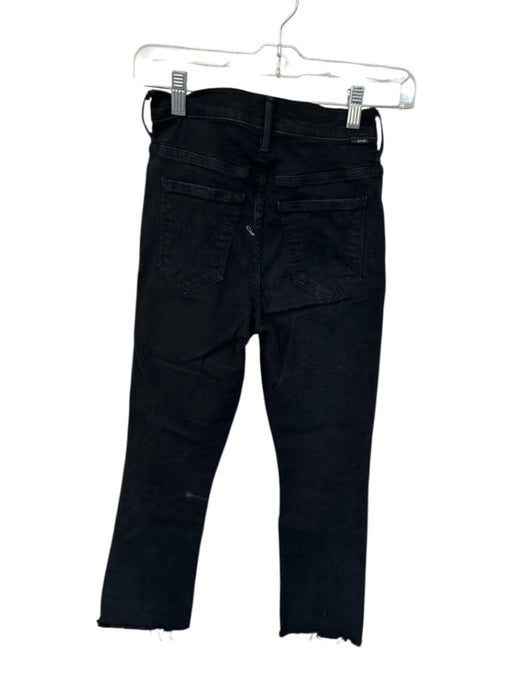 Mother Size 25 Black Cotton Blend High Waist Straight Leg Raw Hem Jeans Black / 25