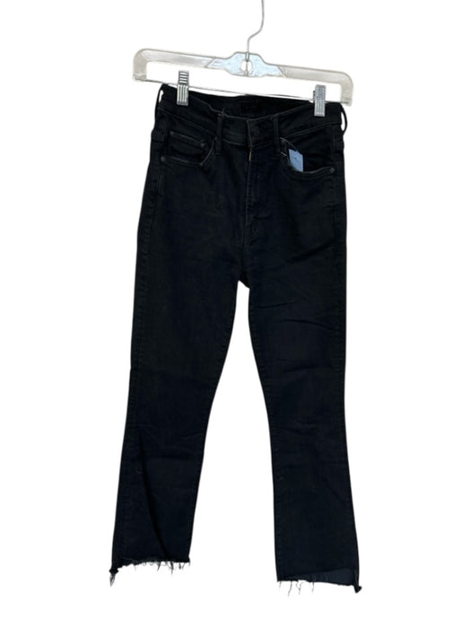 Mother Size 25 Black Cotton Blend High Waist Straight Leg Raw Hem Jeans Black / 25