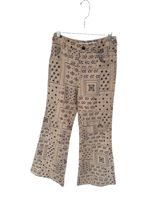 Alix of Bohemia Size 2 Tan & black Cotton High Waist Bandana Print Flare Pants Tan & black / 2