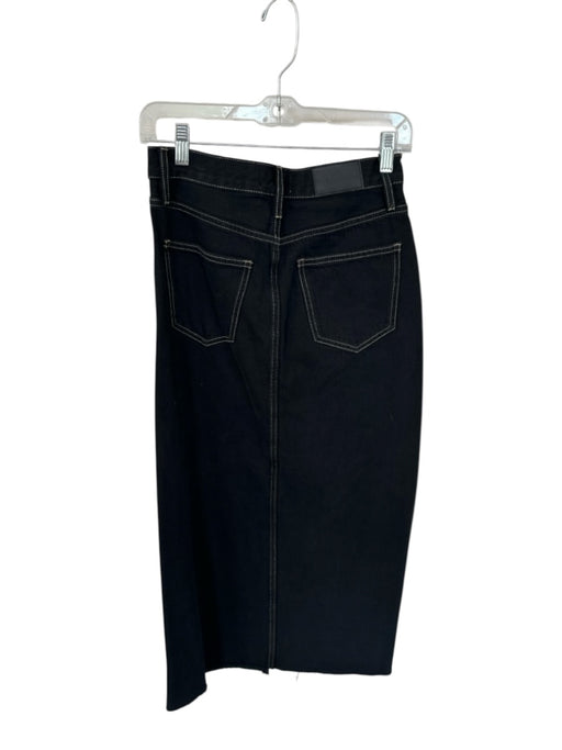 Pistola Size 25 Black & Tan Cotton High Waist Stitching Detail Slit Denim Skirt Black & Tan / 25