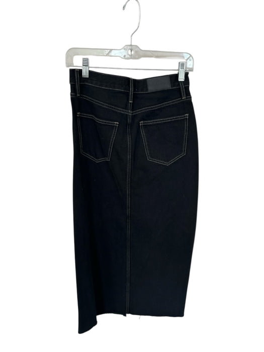 Pistola Size 25 Black & Tan Cotton High Waist Stitching Detail Slit Denim Skirt Black & Tan / 25
