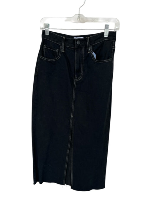 Pistola Size 25 Black & Tan Cotton High Waist Stitching Detail Slit Denim Skirt Black & Tan / 25