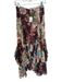 Free People Size 0 Maroon & Blue Polyester Side Zip Flowers Ruffles Maxi Skirt Maroon & Blue / 0