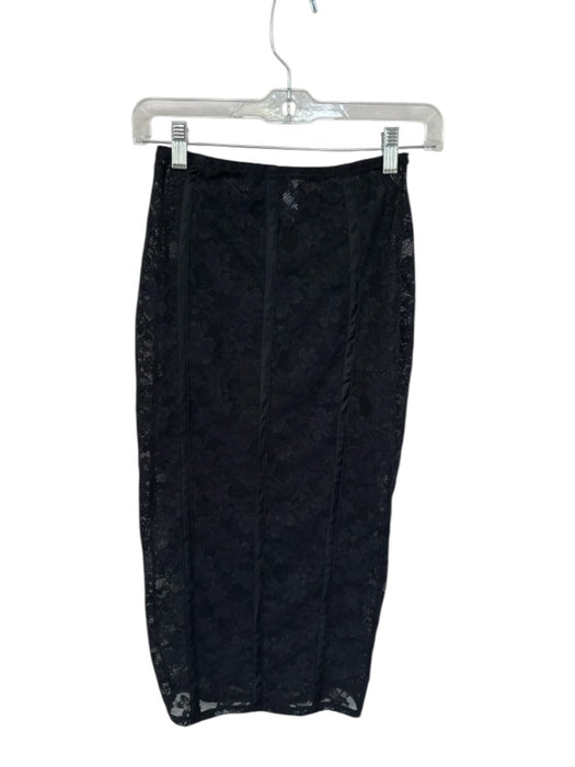 Fleur du Mal Size S Black Nylon Blend Elastic Waist Lace Sheer Midi Skirt Black / S