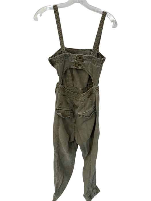 Free People Size XS Green Cotton Sleeveless Cargo Overalls Green / XS