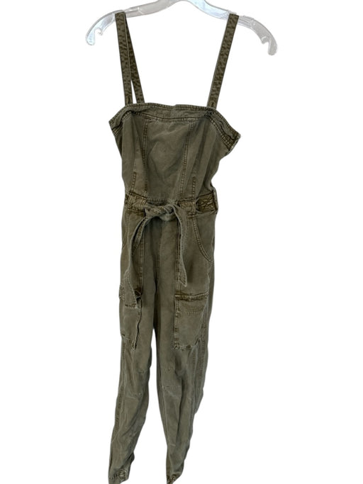 Free People Size XS Green Cotton Sleeveless Cargo Overalls Green / XS