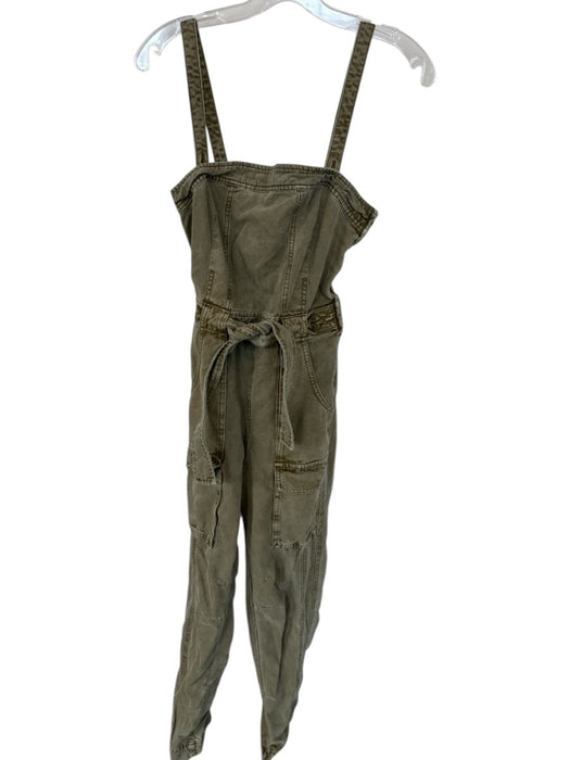 Free People Size XS Green Cotton Sleeveless Cargo Overalls Green / XS