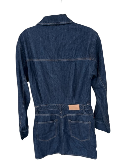 Pistola Size Est S Dark Wash Cotton Blend Snap Button Long Sleeve Denim Romper Dark Wash / Est S