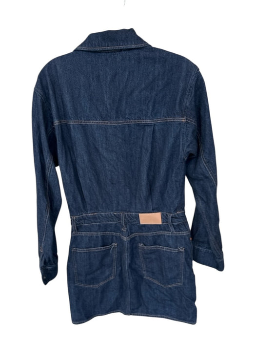 Pistola Size Est S Dark Wash Cotton Blend Snap Button Long Sleeve Denim Romper Dark Wash / Est S