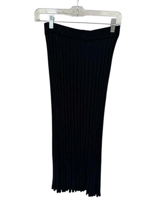 by Together Size S Black Viscose Blend Elastic Waist Slit Ribbed Midi Skirt Black / S