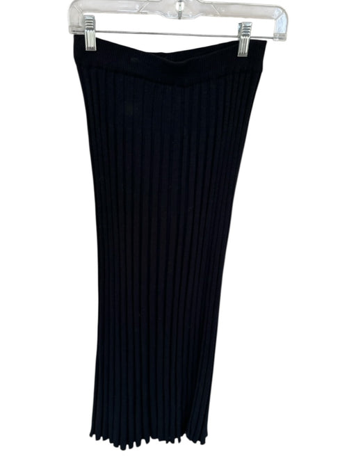 by Together Size S Black Viscose Blend Elastic Waist Slit Ribbed Midi Skirt Black / S