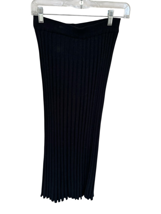 by Together Size S Black Viscose Blend Elastic Waist Slit Ribbed Midi Skirt Black / S