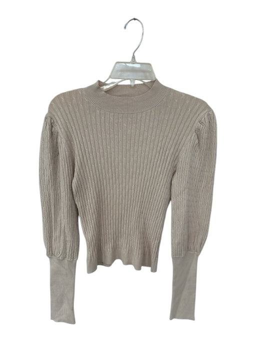 525 Size S Oatmeal Rayon Blend Long Sleeve Cable Knit Sweater Oatmeal / S