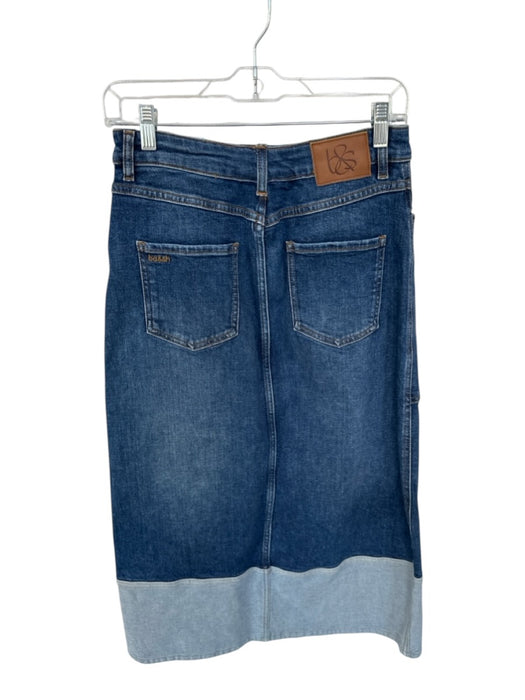 Ba&sh Size 38 Dark Wash Cotton Blend High Waist Front Slit Denim Midi Skirt Dark Wash / 38