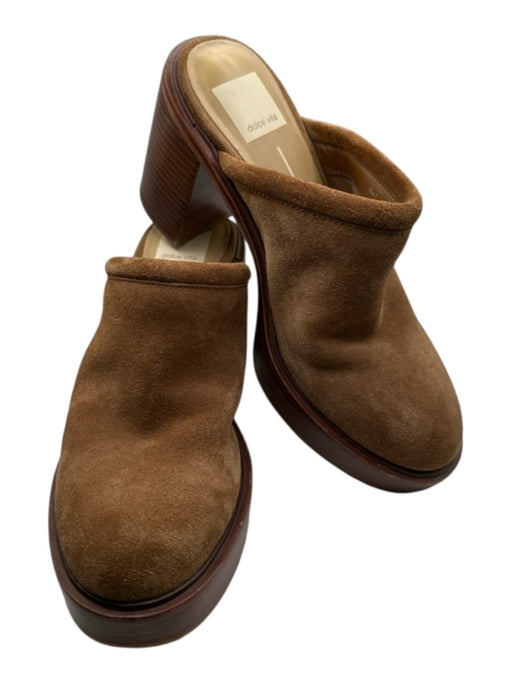 Dolce Vita Shoe Size 7 Brown Suede Platform Block Heel Closed Toe Clogs Brown / 7