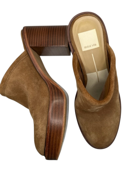Dolce Vita Shoe Size 7 Brown Suede Platform Block Heel Closed Toe Clogs Brown / 7
