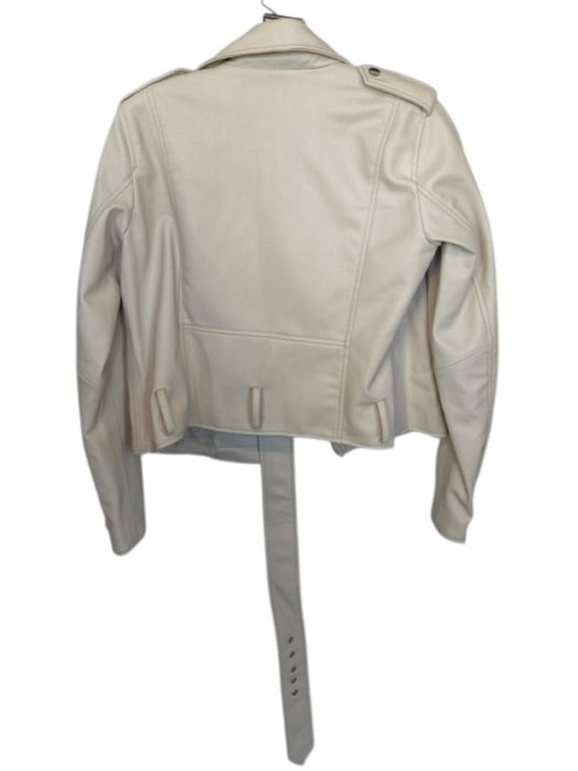 Zara Size M Cream Vegan Leather Long Sleeve Full ZIp Moto Cropped Jacket Cream / M