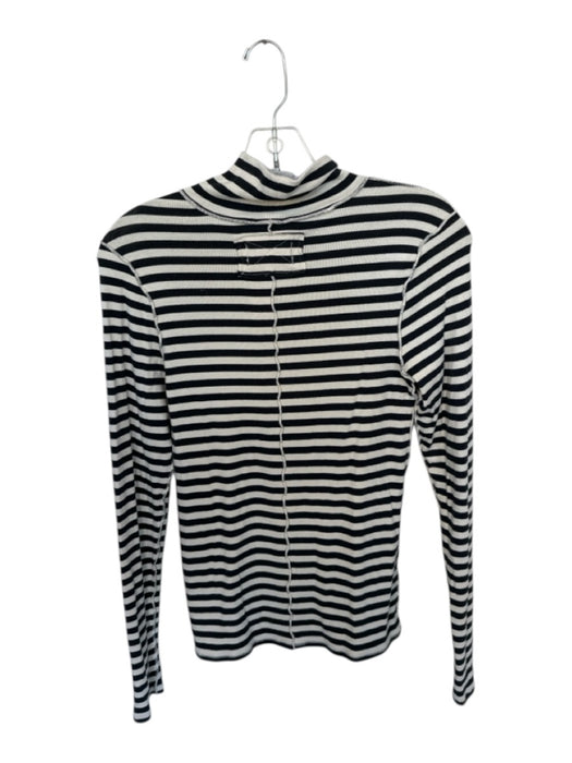 We The Free Size S Cream & Black Cotton Blend Turtle Neck Striped Top Cream & Black / S