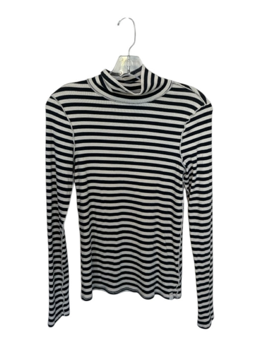 We The Free Size S Cream & Black Cotton Blend Turtle Neck Striped Top Cream & Black / S