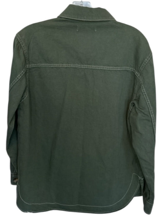 Mango Size 4 Olive Green Cotton Buttons Pockets chore Jacket Olive Green / 4