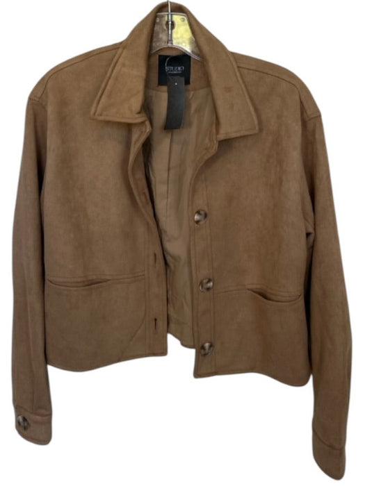 Studio Size S Brown Vegan Suede Long Sleeve Button Down Cropped Jacket Brown / S