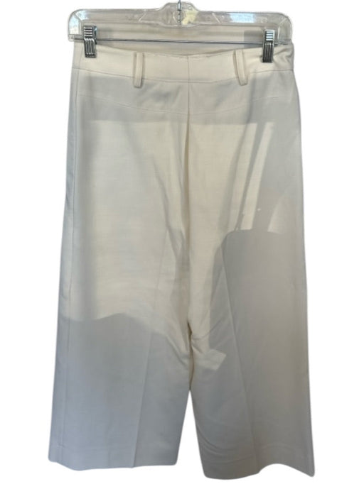 Tibi Size 2 Ivory Polyester High Waist Wide Leg Cropped Trouser Pants Ivory / 2