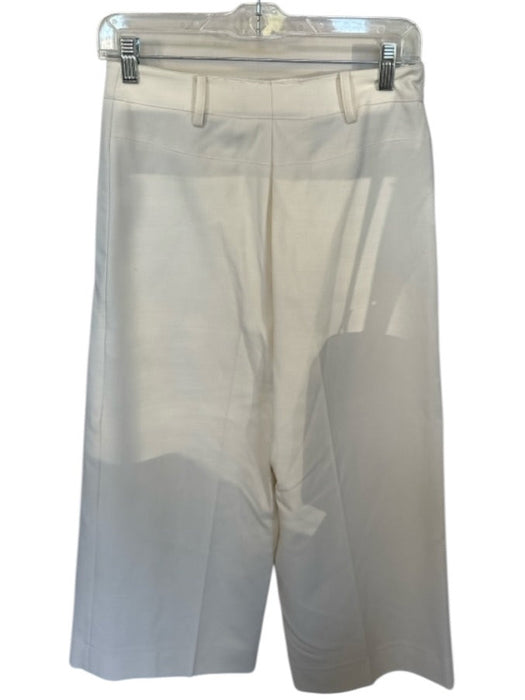 Tibi Size 2 Ivory Polyester High Waist Wide Leg Cropped Trouser Pants Ivory / 2