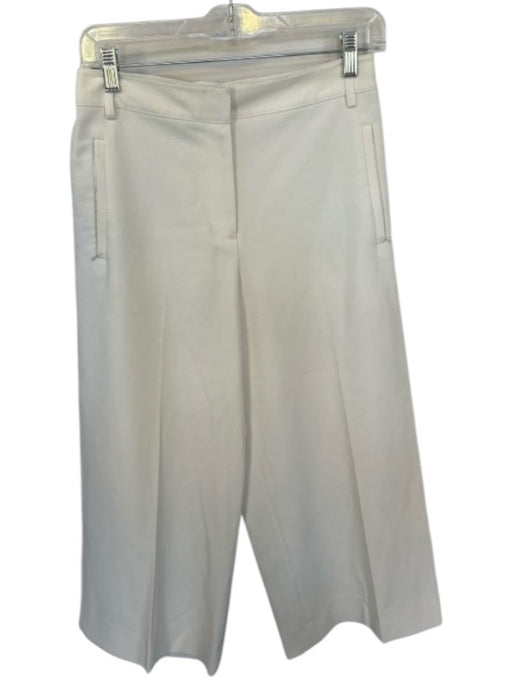 Tibi Size 2 Ivory Polyester High Waist Wide Leg Cropped Trouser Pants Ivory / 2