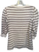 Veronica Beard Size S Cream & Brown Pima Cotton Blend 3/4 Balloon Sleeve Top Cream & Brown / S