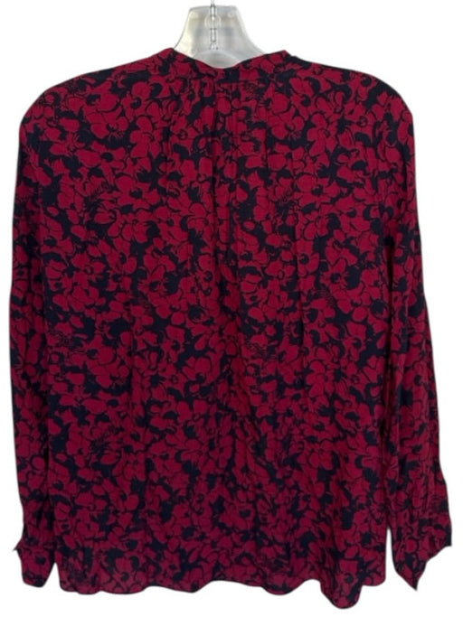 Zadig & Voltaire Size S Red & Black Viscose Long Sleeve Flowers V Neck Top Red & Black / S