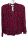 Zadig & Voltaire Size S Red & Black Viscose Long Sleeve Flowers V Neck Top Red & Black / S