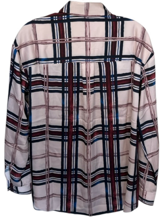 Favorite Daughter Size XS Pink & blue Polyester Long Sleeve Grid Button Down Top Pink & blue / XS