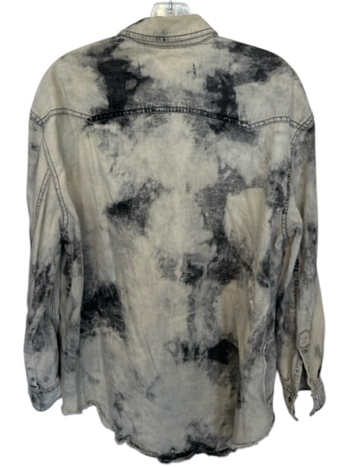 We The Free Size XS Taupe & Gray Cotton Long Sleeve Tie Dye Oversized Top Taupe & Gray / XS