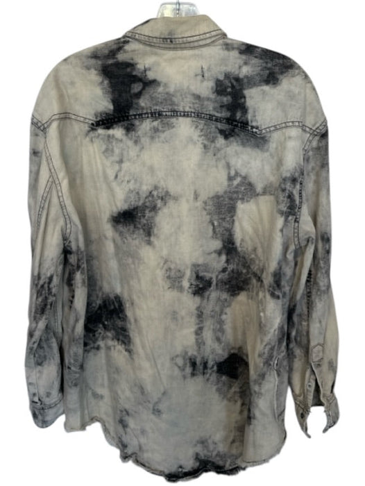We The Free Size XS Taupe & Gray Cotton Long Sleeve Tie Dye Oversized Top Taupe & Gray / XS