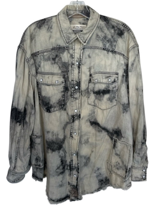 We The Free Size XS Taupe & Gray Cotton Long Sleeve Tie Dye Oversized Top Taupe & Gray / XS