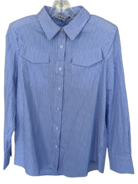 Grey Lab Size XS Blue & White Polyester Blend Long Sleeve Striped Top Blue & White / XS