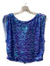 Pilcro Size S Blue Wool Blend Boat Neck Back Zip Sleeveless Sequin Top Blue / S